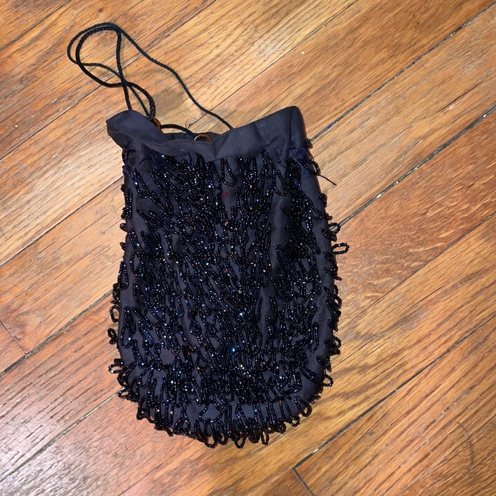 Navy Blue Vintage Beaded Purse